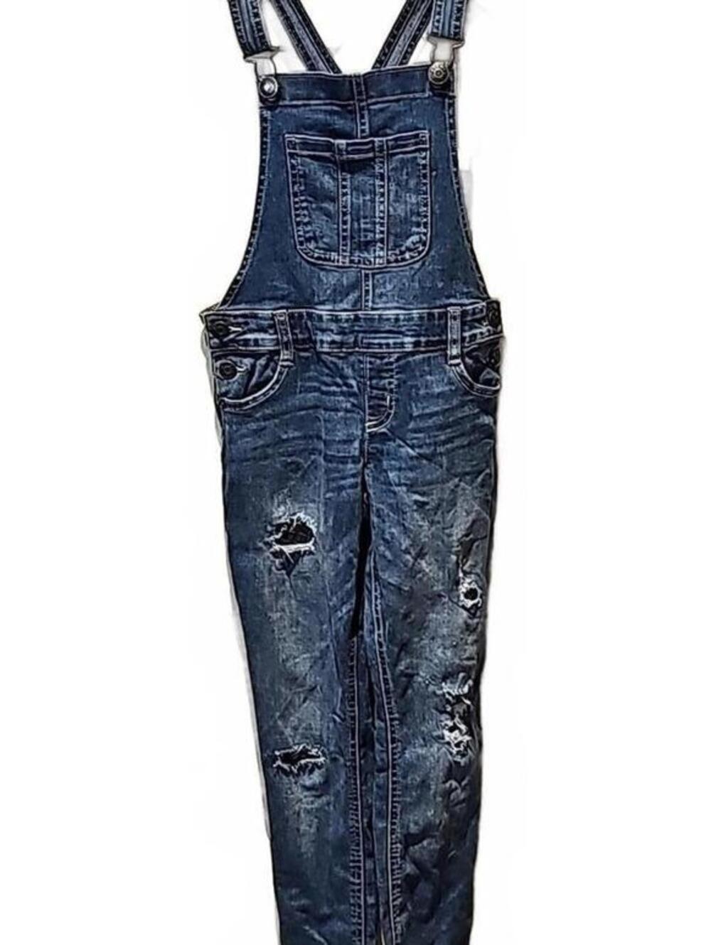Justice overalls with patched rips size 8